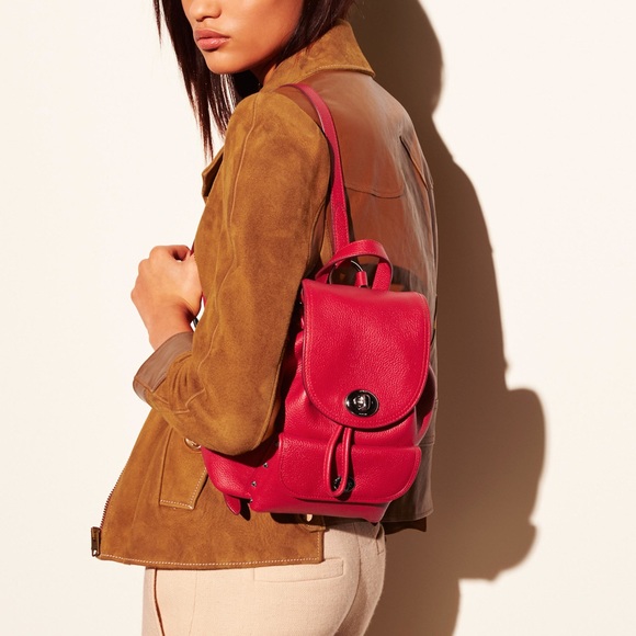 Coach Handbags - COACH Red Leather Mini Turnlock Rucksack Backpack #37581